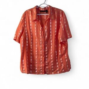 Women's Salmon Button Down Shirt with geo pattern